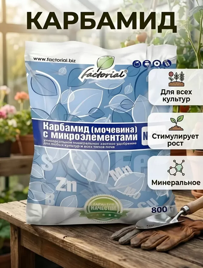 Карбамид (Мочевина) Factorial с микроэлементами 0,8 кг — фотография товара