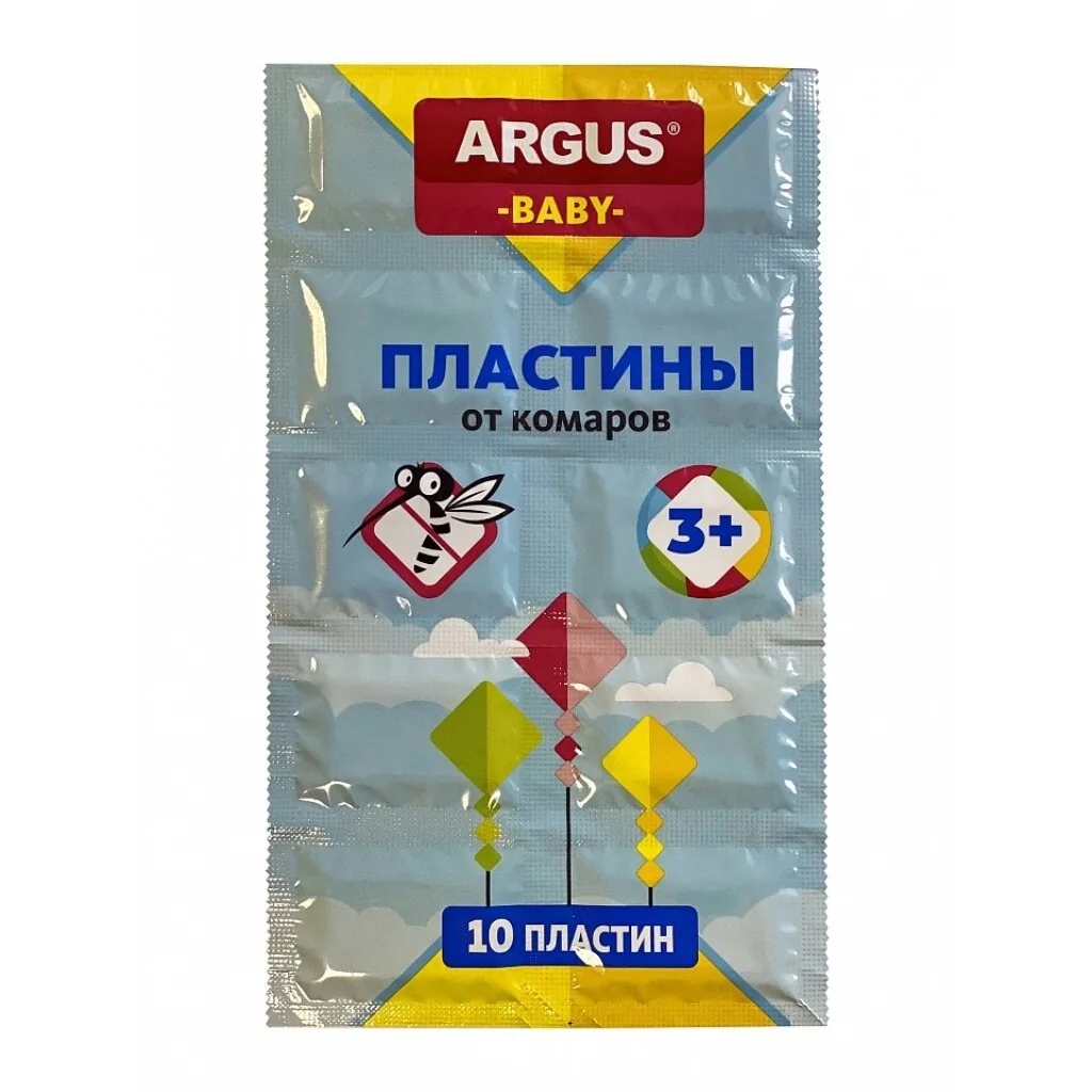 Репеллент Argus, Baby, пластина, для детей, без запаха, от комаров, 10 шт — фотография товара