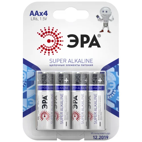 Батарейки Эра Super Alkaline Пальчиковые АА LR6 4 шт — фотография товара