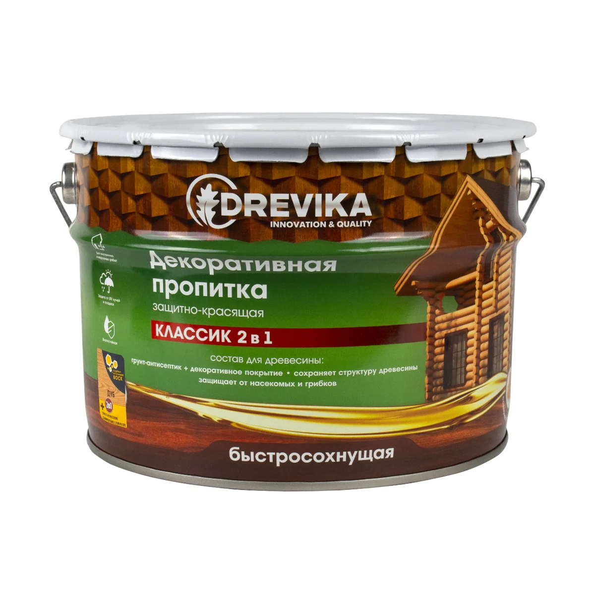 Пропитка декоративная 2в1 9 л Дуб Классик Drevika — фотография товара