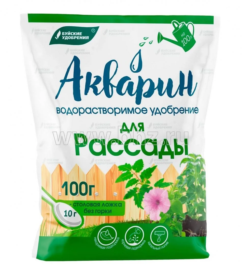 Удобрение сухое Акварин Для Рассады 100 г  Буйские Удобрения — фотография товара