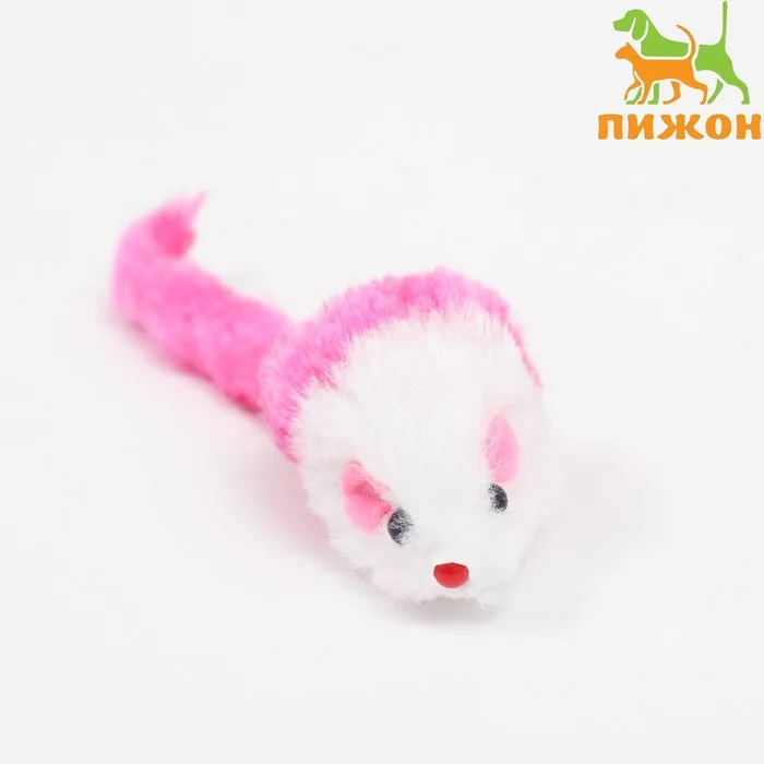 Игрушка для кошек Малая мышь 5 см Белая-розовая — фотография товара