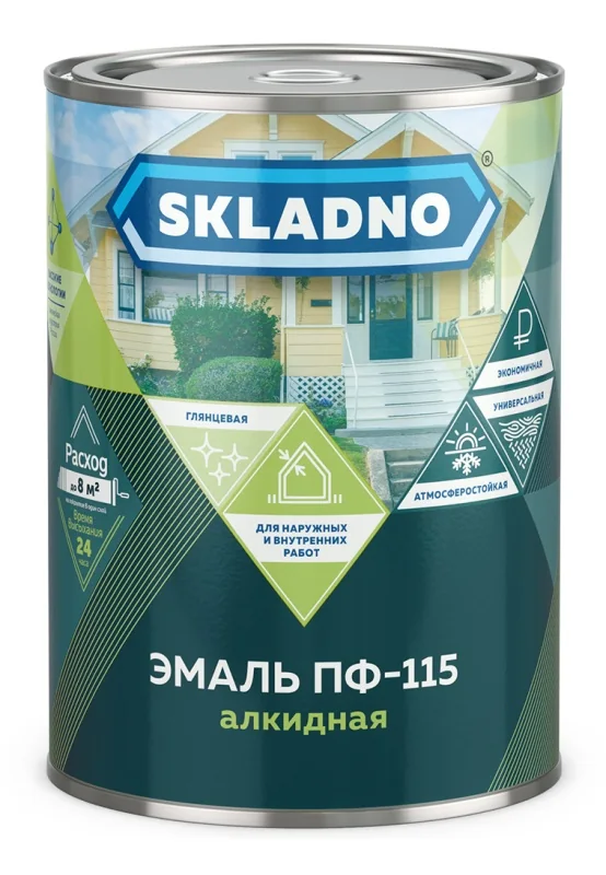 Эмаль ПФ-115 Skladno Белая 0,8 кг — фотография товара