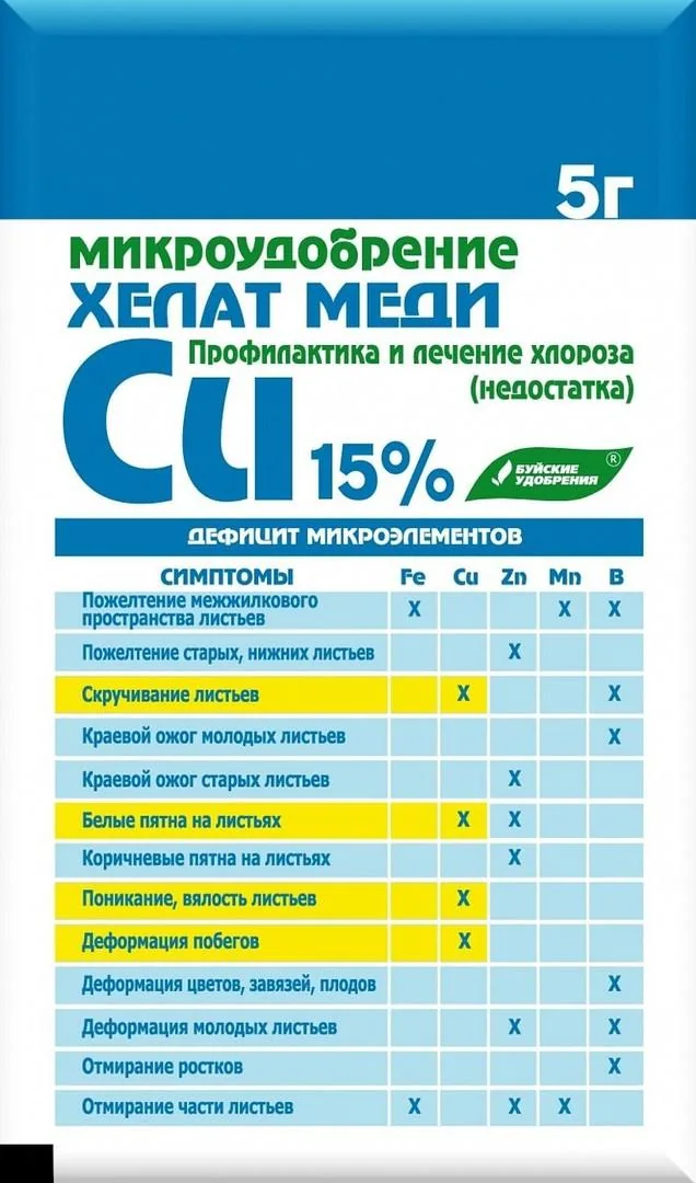 Удобрение Хелат меди 5 г Буйские удобрения — фотография товара