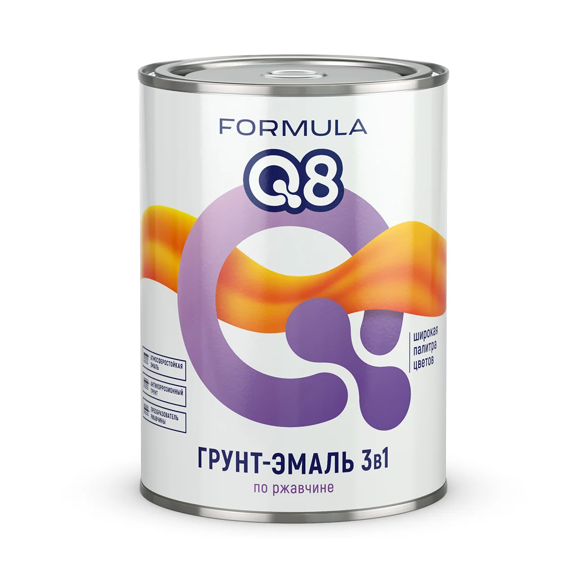 Грунт-эмаль по ржавчине Formula Q8 3в1 Черная 0,8 кг — фотография товара