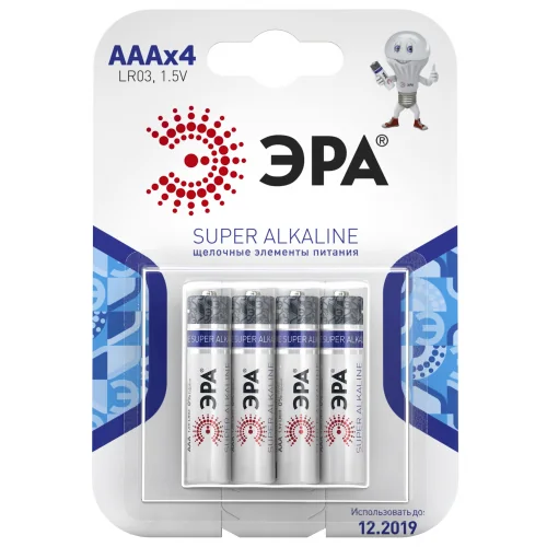 Батарейки Эра Super Alkaline Мизинчиковые AAA LR03 4 шт — фотография товара