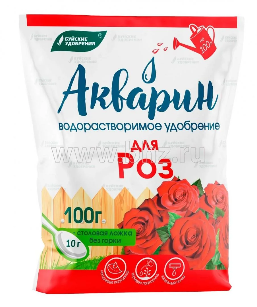Удобрение сухое Акварин Для Роз 100 г  Буйские Удобрения — фотография товара