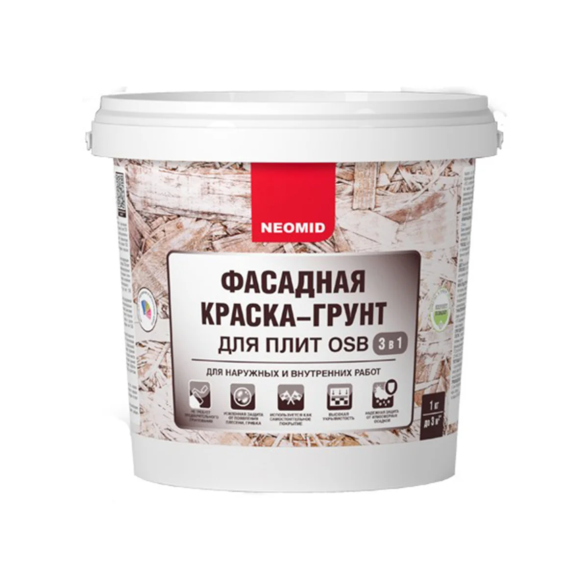 Краска-грунт для плит OSB 3в1 1 кг Неомид — фотография товара