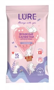 Салфетки влажные 15 шт для всей семьи pocket-pack LURE Коттон Клаб — фотография товара