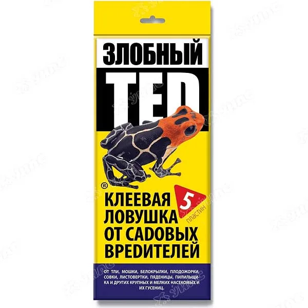 Ловушка клеевая от насекомых вредителей Злобный Тэд 5 шт — фотография товара