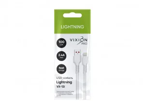Кабель USB VIXION PRO (VX-17i) Lightning 8 pin 1м белый — фотография товара
