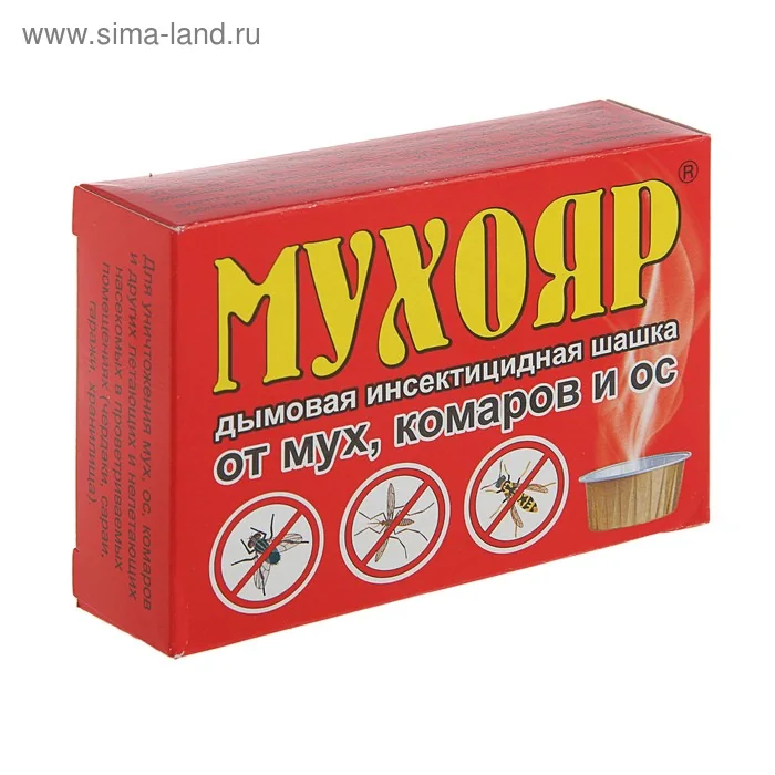 Шашка дымовая от мух комаров ос 50 г Мухояр — фотография товара