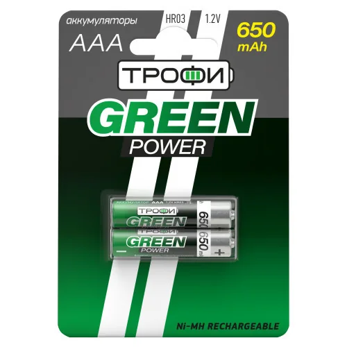 Аккумуляторы Трофи Green Power AAA HR03 650 mAh за 1 шт — фотография товара