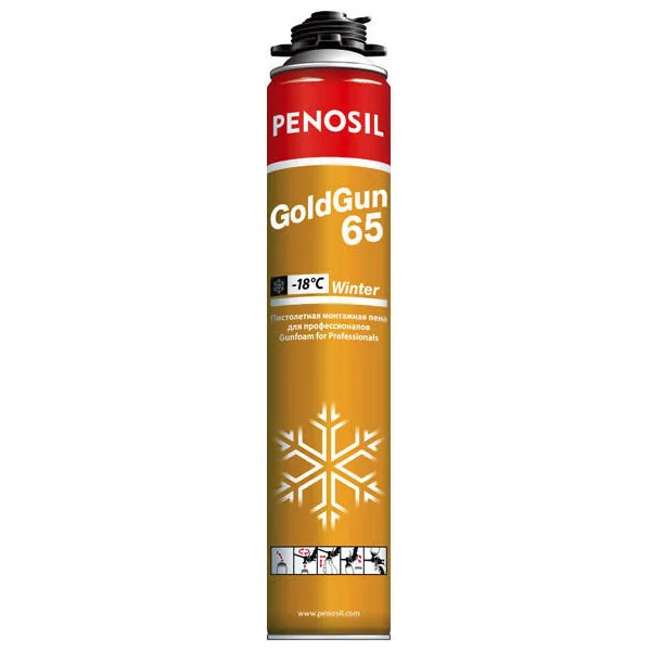Пена монтажная профессиональная Penosil GoldGun 65 -18 гр 875 мл — фотография товара