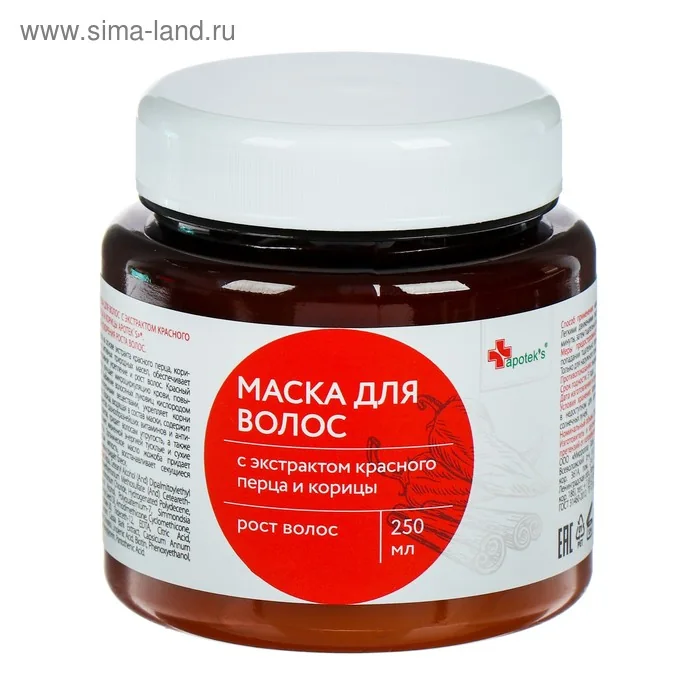 Маска для волос 250 мл репейная с экстрактом красного перца и корицы Apotek`s — фотография товара