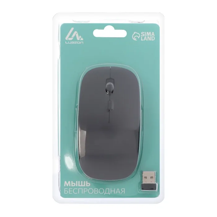 Мышь беспроводная оптическая MB-1.0,1600 dpi, USB,Чёрная LuazON — фотография товара