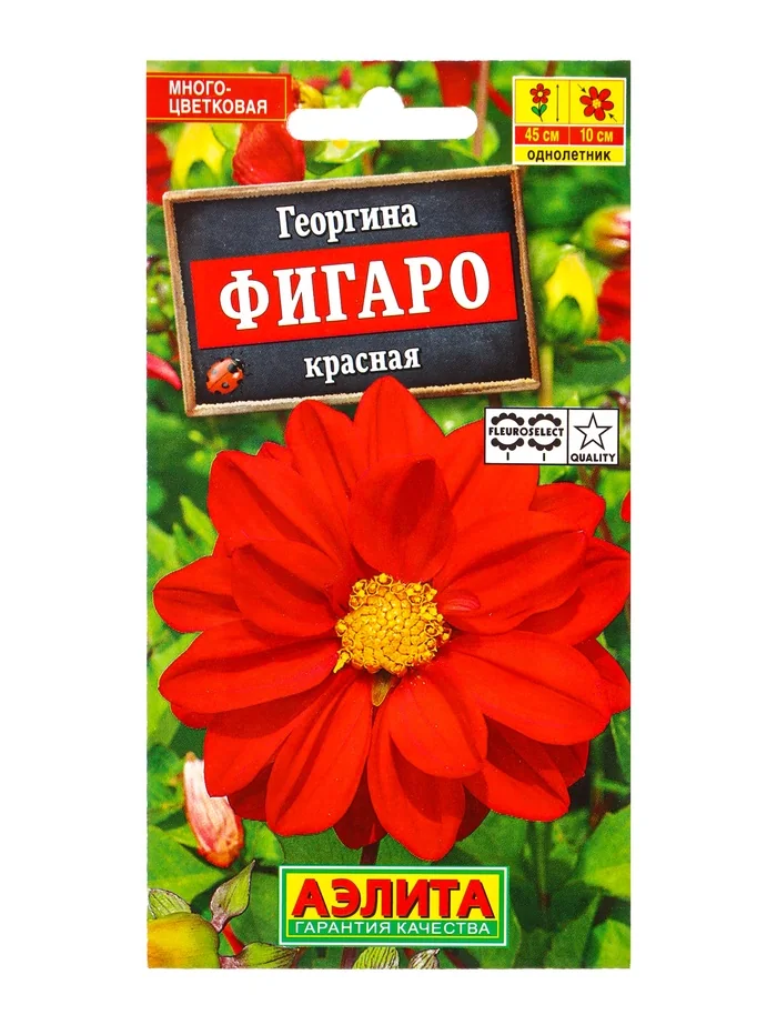 Семена цветов Георгина махровая Фигаро Красная Аэлита — фотография товара