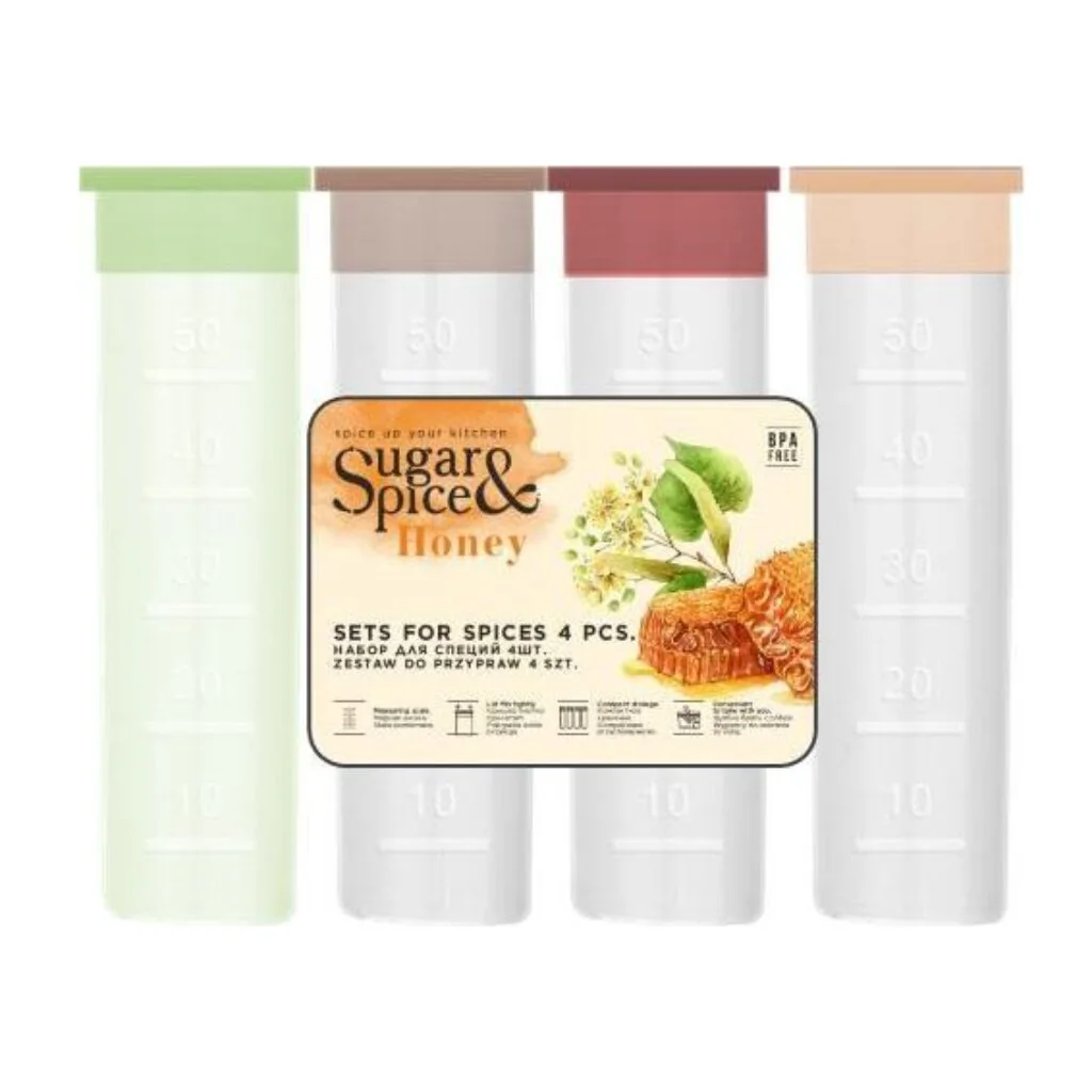 Набор емкостей пластик, 4 шт, для хранения специй, в ассортименте, Sugar&Spice, Honey, SE112312998 — фотография товара