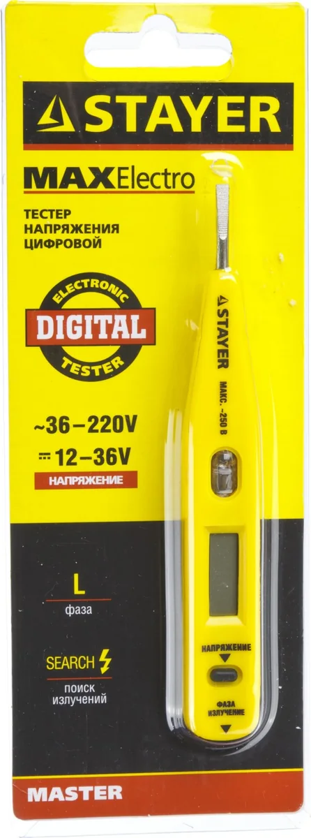 Тестер напряжения Stayer MAXElectro 12-220 В 45290 — фотография товара