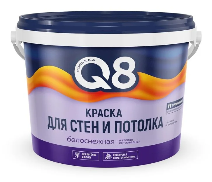 Краска в/д Formula Q8 для стен и потолков 4,5 кг — фотография товара