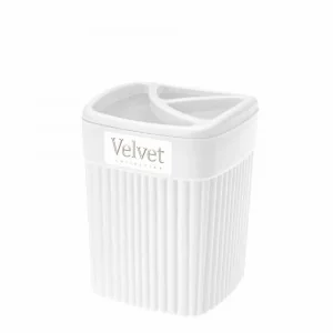 Стакан для зубных щеток c разделит. 0,65 л Белый Velvet Бытпласт — фотография товара