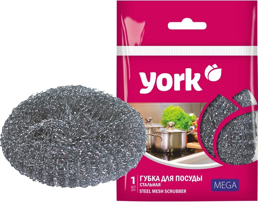 Губка для посуды Стальная York Мега — фотография товара