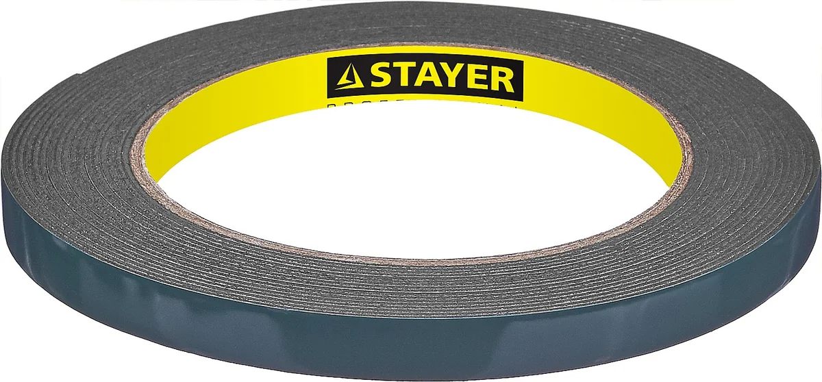 Скотч двухсторонний Stayer на вспенен.основе 9 мм 5 м черный 12233-09-05 — фотография товара