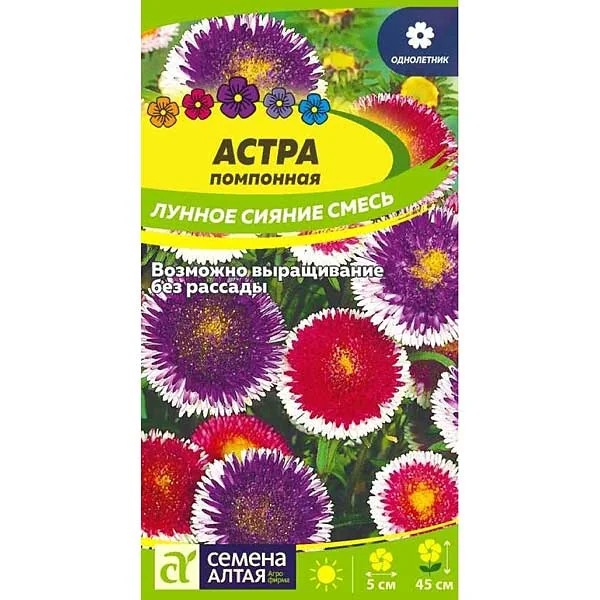 Семена цветов Астра Лунное сияние Семена Алтая — фотография товара