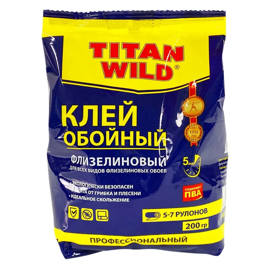 Клей обойный Titan Wild Флизелиновый 200 г — фотография товара