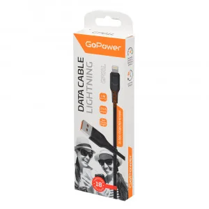 Кабель usb-Lightning1 м 2,4 А Черный GoPower GP01L — фотография товара