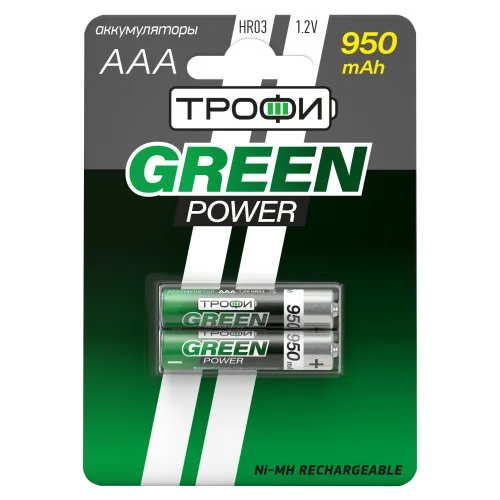 Аккумуляторы Трофи Green Power HR03-2BL 950 mAh 2 шт — фотография товара