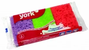 Губки для посуды York Люкс Колор 3 шт — фотография товара