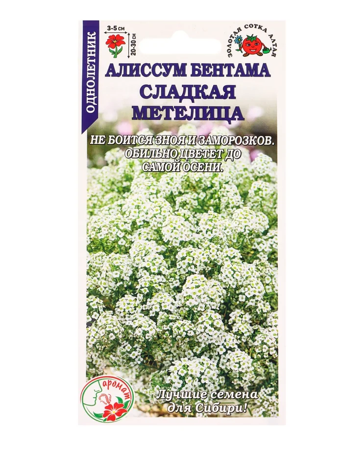Семена Цветов Алиссум Сладкая метелица Золотая Сотка Алтая — фотография товара