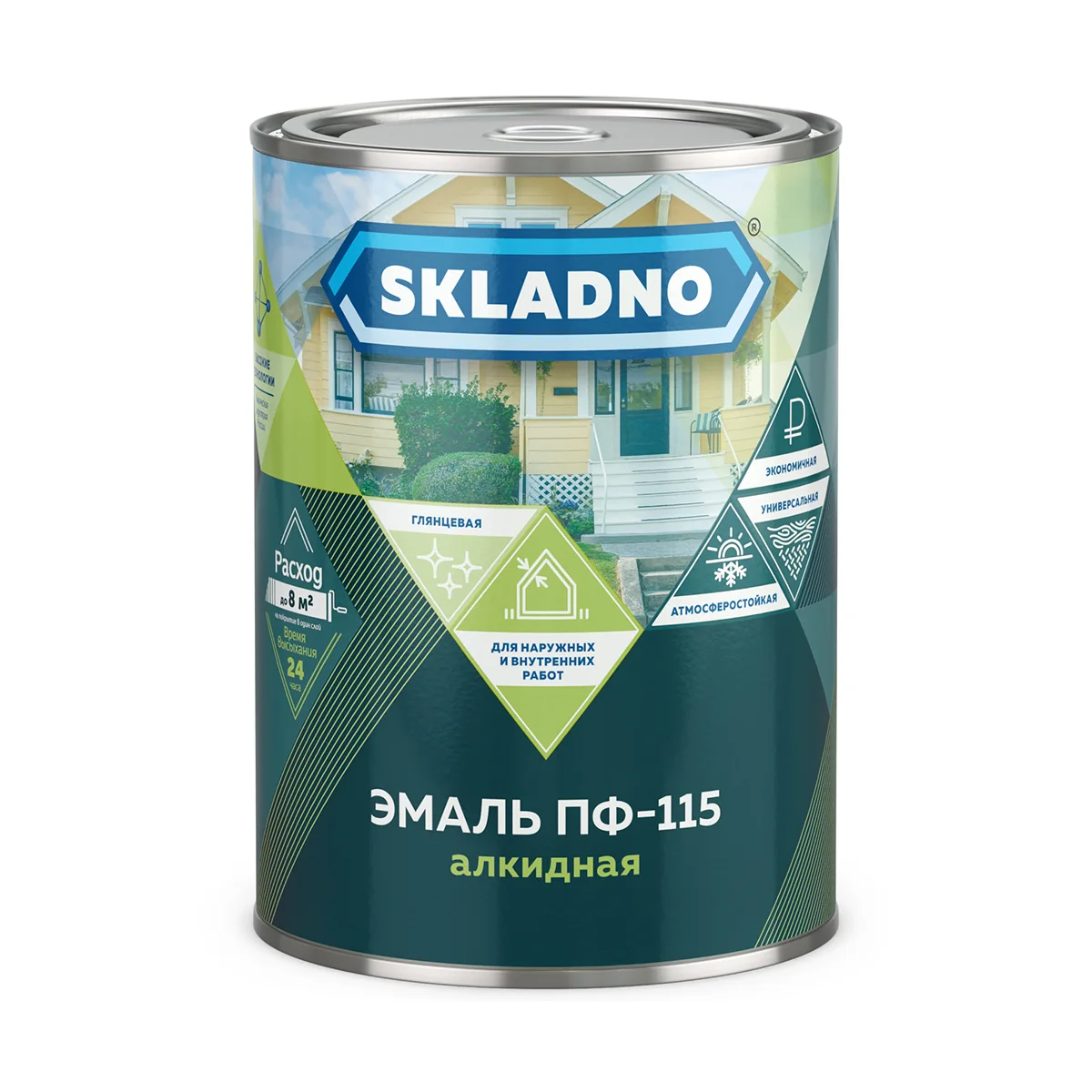 Эмаль ПФ-115 Skladno Желтая 0,8 кг — фотография товара