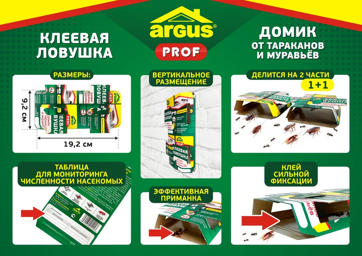 Домик-ловушка от тараканов и муравьев Argus Prof 2в1 — фотография товара