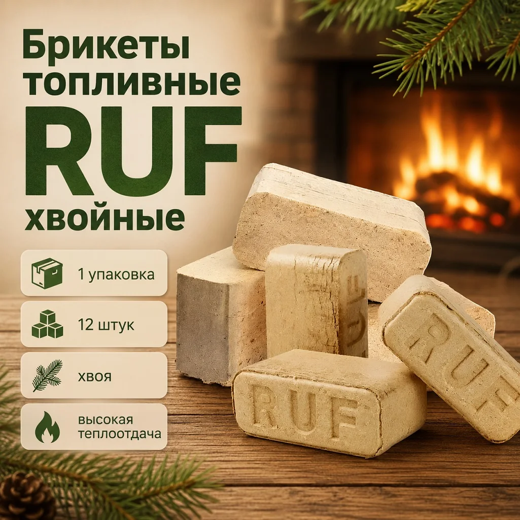 Евродрова RUF хвоя 10 кг 12 шт. — фотография товара