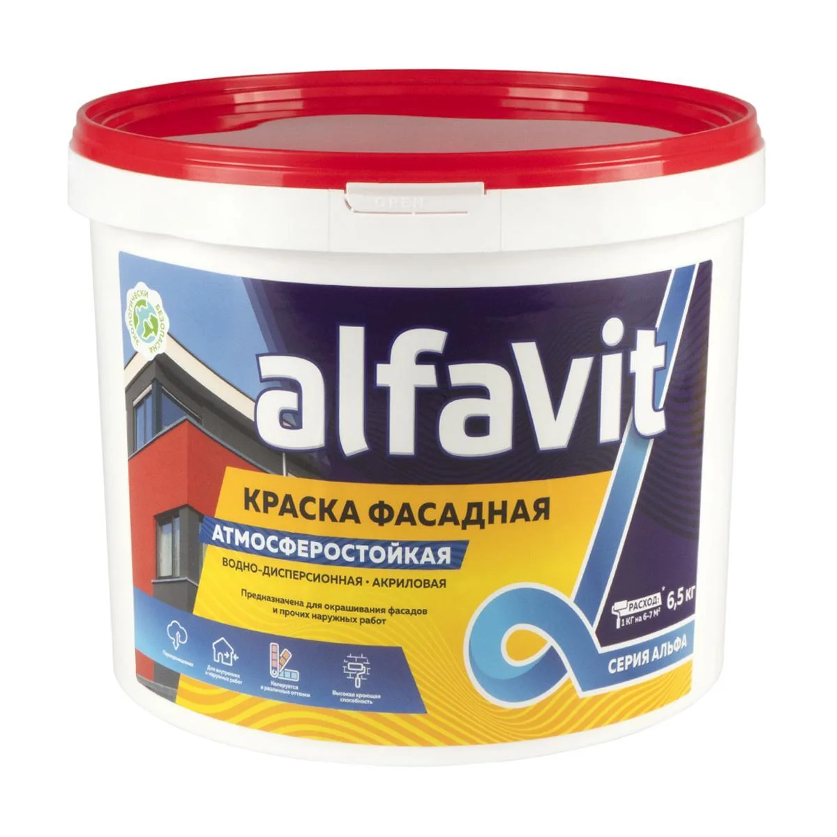 Краска в/д Alfavit Альфа Фасадная 6,5 кг — фотография товара