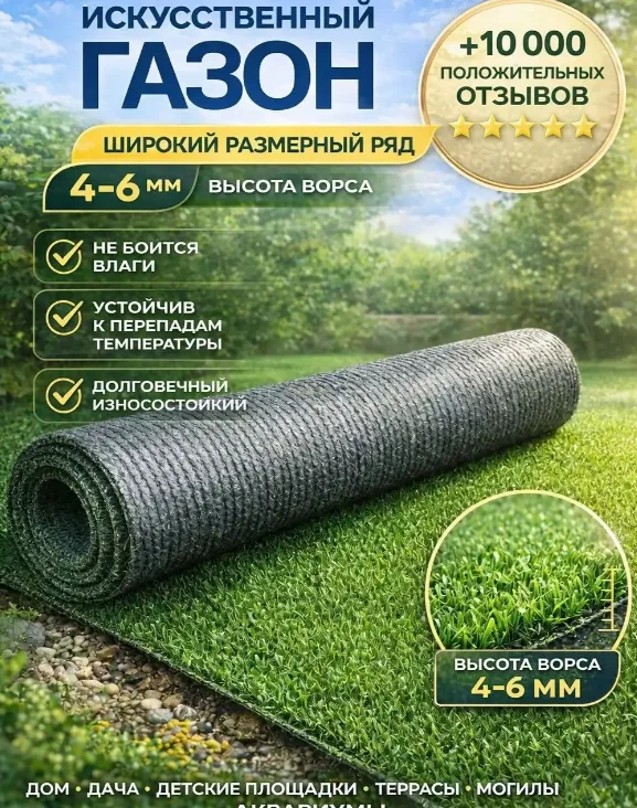 Трава искусственная 2 м на отрез — фотография товара