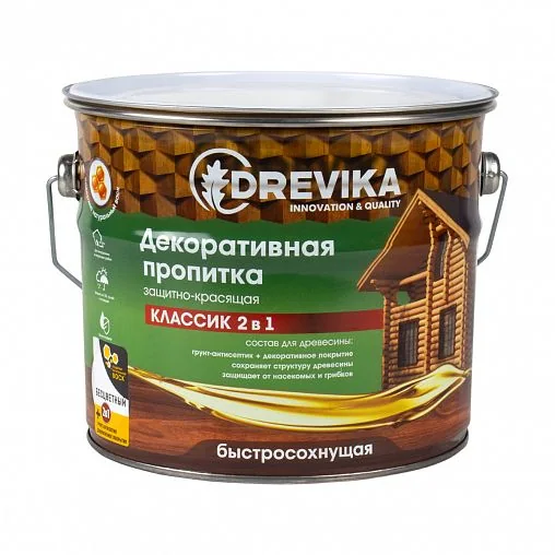 Пропитка декоративная 2в1 2,7 л Орегон Классик Drevika — фотография товара